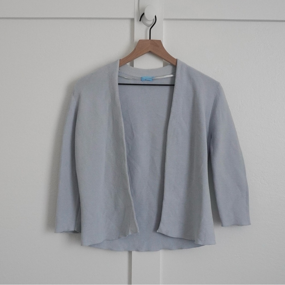 J. Mclaughlin Blue Ribbed Cardigan Sweater